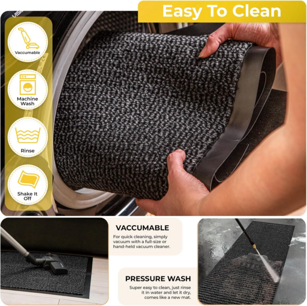 Washable Door Mats Indoor & Outdoor - Non-Slippery Heavy Duty - Stylish & Large Rubber - Perfect Dust Grabbing Doormats - Image 4