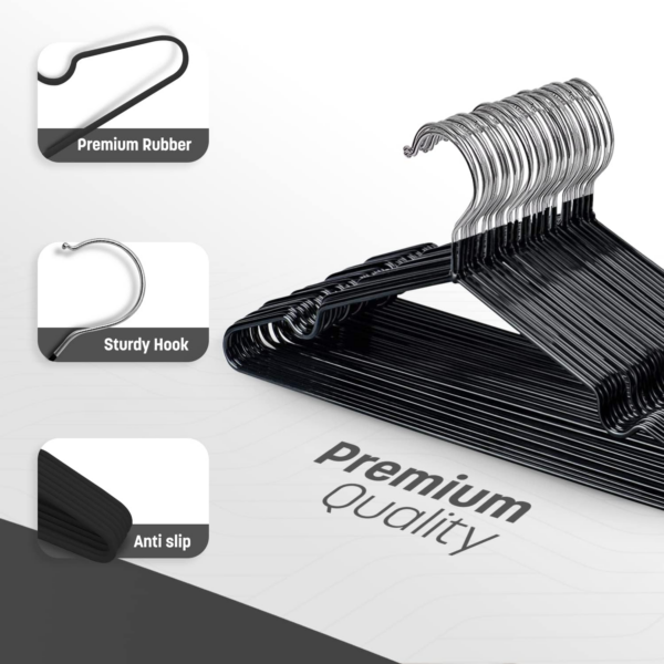 20 Pack Premium Rubber Coated Metal Hangers - Heavy Duty - Space Saving Organiser Clothes Hangers - Image 4
