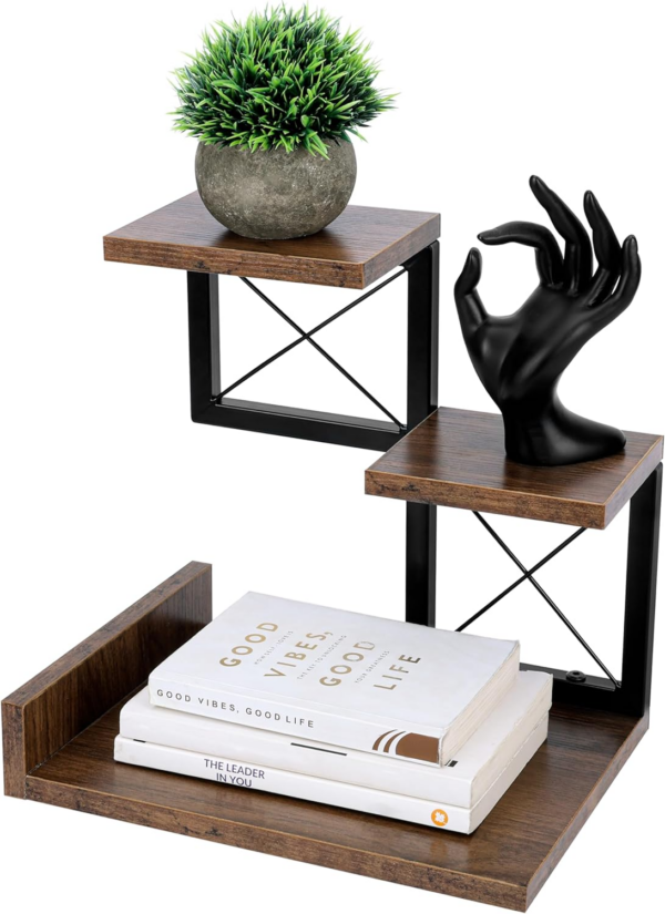 3-Tier Desk Hutch - Wooden Desktop Bookshelf/Desktop Organiser Featuring 3 Desk Shelves