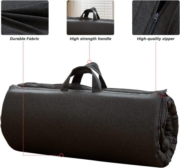 Portable Foldable Futon Mattress, Hypoallergenic Fabric and High-Density Foam Mattress - Image 2