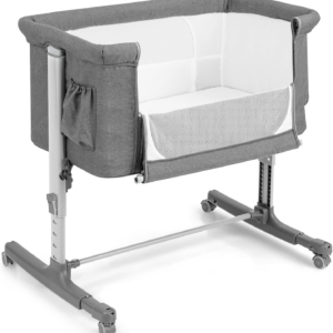3-in-1 Baby Beside Crib, Height & Angle Adjustable Side Bassinet with Lockable Wheels and Carry Bag
