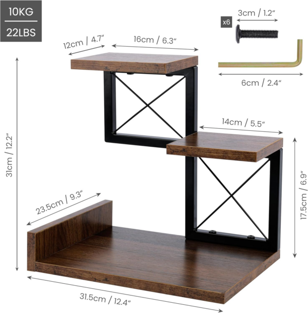 3-Tier Desk Hutch - Wooden Desktop Bookshelf/Desktop Organiser Featuring 3 Desk Shelves - Image 5