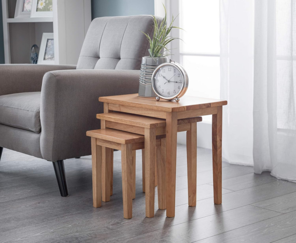Bowen Light Oak Wood Cleo Nest of Tables - Image 2