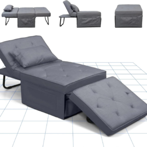 Sofa Bed, 4-in-1 Folding Bed, Convertible Sofa Bed, Single Sofa Chair Sleeper Folding Ottoman with 6 Position Adjustable