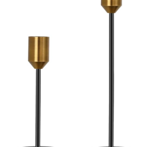 2 Pcs Black Gold Candle Candlestick Holders - Fits 0.9 inch Tapered Candle Pillar Holders Stands