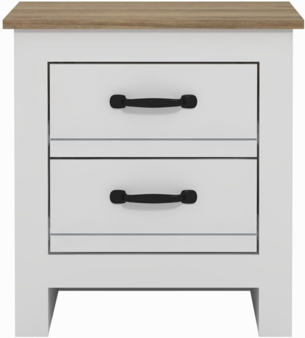2 Drawer Bedside Table, End Table for Bedroom, Side Table and Storage Cabinet for Hallway or Living Room (White/Oak) - Image 4