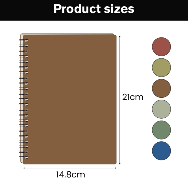 A5 Notebooks 6 Pack,15x 20.5cm Wirebound Notebook with 7mm Lines Morandi Waterproof Notebook 480 Sheets/960 Pages for School Home Office - Image 2