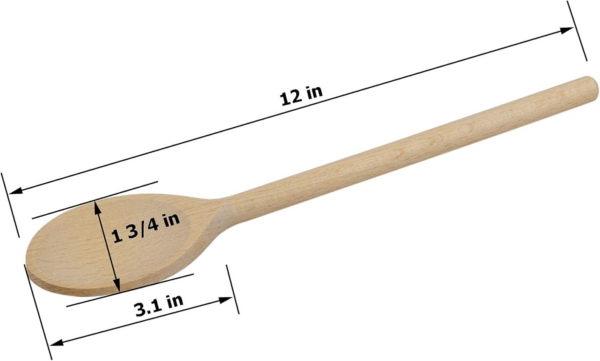 12 Inch Long Wooden Spoons for Cooking - Oval Wood Mixing Spoons for Baking, Cooking, Stirring - Sauce Spoons Made of Natural Beechwood - Set of 3 - Image 3