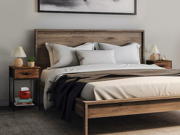 Bedside Cabinets Set of 2 Bed Side Table for Bedroom Wooden Bedside Tables with Drawers Small and Rustic Wood Side Tables for Bedroom Living Room - Image 6