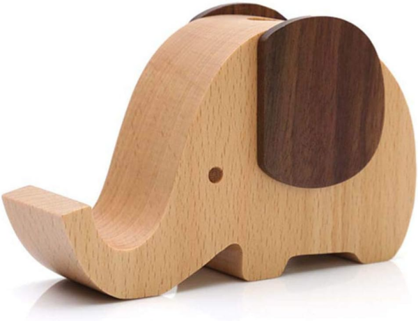 Birthday Gifts for Women: Wooden Pen Phone Stand Elephant Phone Holder Animal Phone Stand - Wood Ladies Christmas Gifts for Female Friend Sister Wife Daughter Mum - Image 4
