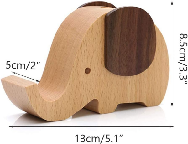 Birthday Gifts for Women: Wooden Pen Phone Stand Elephant Phone Holder Animal Phone Stand - Wood Ladies Christmas Gifts for Female Friend Sister Wife Daughter Mum - Image 2
