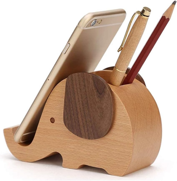 Birthday Gifts for Women: Wooden Pen Phone Stand Elephant Phone Holder Animal Phone Stand - Wood Ladies Christmas Gifts for Female Friend Sister Wife Daughter Mum