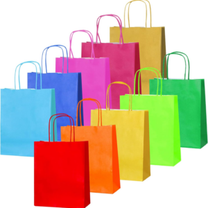 10 Rainbow Small Paper Party Bags, Gift, Crafts & Sweet Bags with Twist Handles