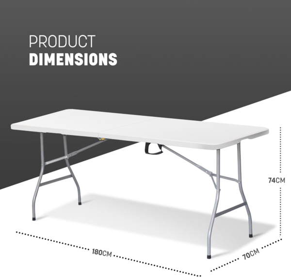 6ft Folding Table with Spacious 180x70x74cm Tabletop & Sturdy Metal Frame - Image 6