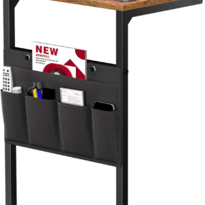 C Shaped Side Table 69cm High with Storage Bag, Narrow Sofa End Snack Table for Small Space, Slide Under Couch Table