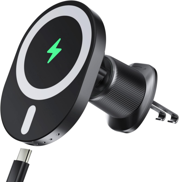 Mag-safe Car Charger Mount,15W Fast Charging,20xN55 Magnets,Car Phone Holder Wireless Charger Wireless Car Charger Magnetic Phone Holder for iPhone 16/15/14/13/12/Pro/Plus/Max Samsung Galaxy S Series