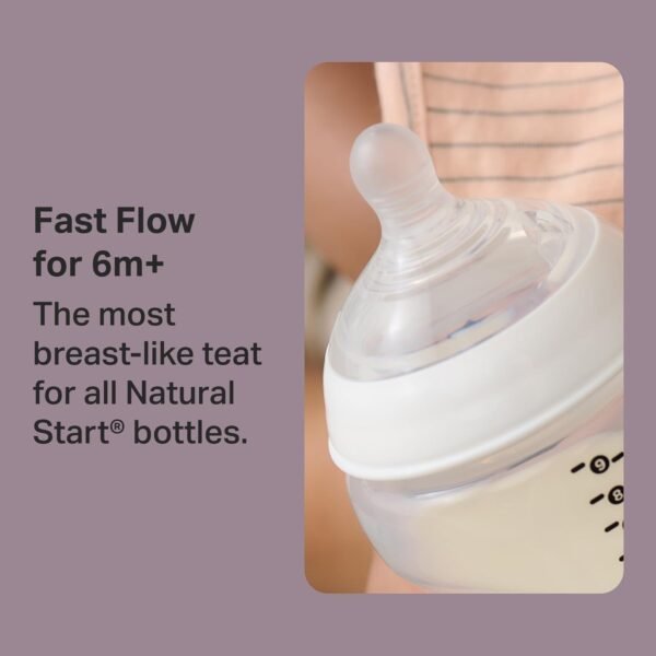 Natural Start Baby Bottle Teats, Fast Flow, 6+ Months, Breast-Like for a Natural Latch, Anti-colic Valve, Soft Silicone, Pack of 2 - Image 7