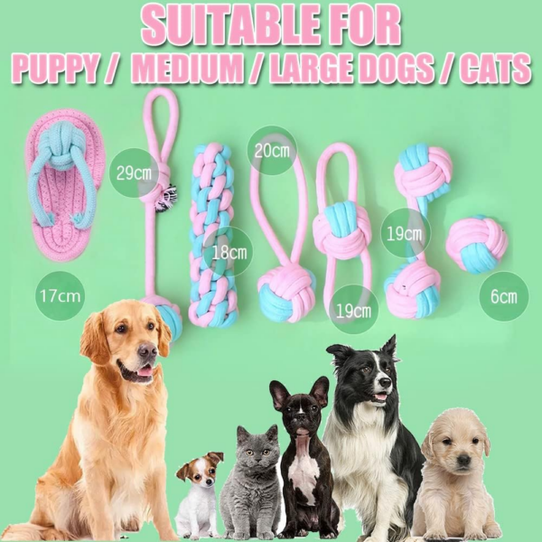 7Pcs Dog Rope Toys for Small Dogs, Puppy Rope Toys From 8 Weeks Small Dog, Puppy Chew Toys Natural Cotton Dog (Copy) - Image 2