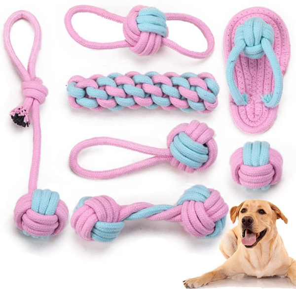 7Pcs Dog Rope Toys for Small Dogs, Puppy Rope Toys From 8 Weeks Small Dog, Puppy Chew Toys Natural Cotton Dog (Copy)