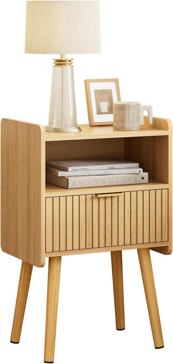 Bedside Table,Modern Night Stand Wood Nightstand with Storage Drawer Side End Table for Bedroom,Living Room,Office,Oak - Image 3