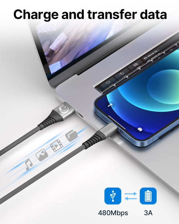 2Pack 2M iPhone Charger Cable, MFi Certified Lightning Cable Fast Charging Braided iPhone Charger Fast Charge USB Charging Lead for Phone 14 13 12 11 Pro Max XS XR X 8 7 6 Plus SE, iPad - Image 3