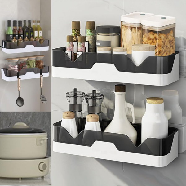 Set of 2 Bathroom Shelves, No Drilling Shower Shelf, Wall Mounted Shower Baskets, Adhesive Shower Storage Rack for Bathroom/Kitchen - Image 6