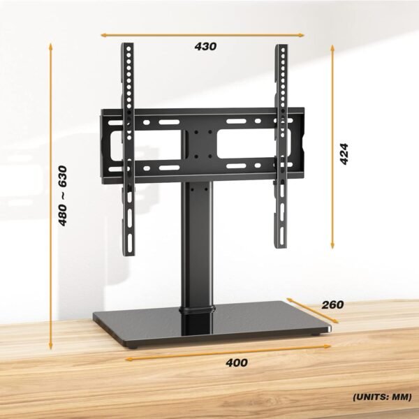 Universal Table Top TV Stand - Swivel TV Stand Base for 26-55 inch LCD/LED/OLED/Plasma TVs with Bracket Height Adjustable Max. - Image 4