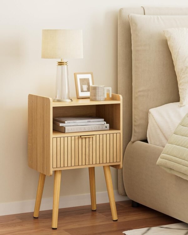Bedside Table,Modern Night Stand Wood Nightstand with Storage Drawer Side End Table for Bedroom,Living Room,Office,Oak