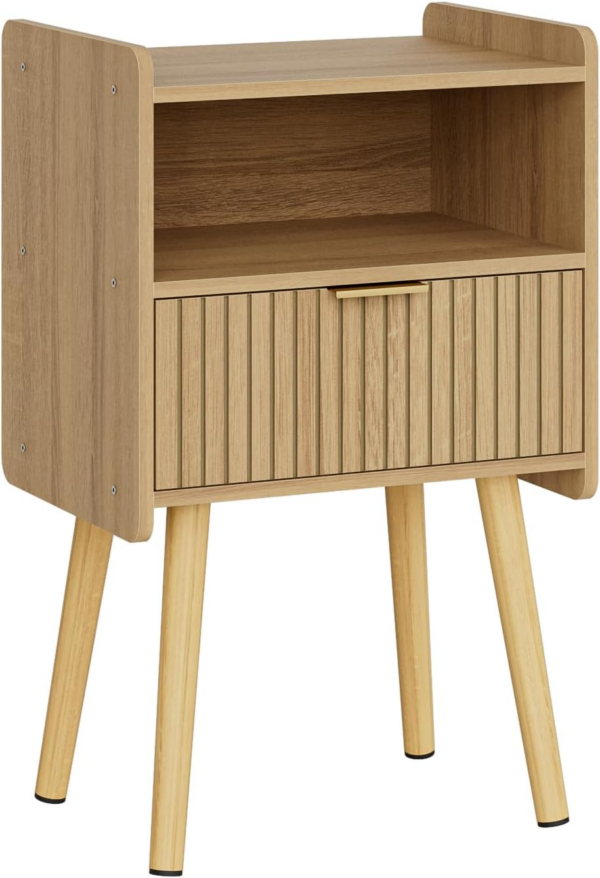 Bedside Table,Modern Night Stand Wood Nightstand with Storage Drawer Side End Table for Bedroom,Living Room,Office,Oak - Image 2