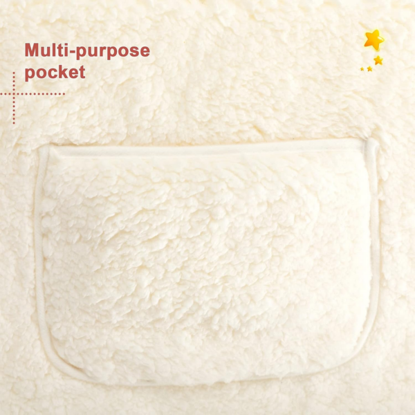Kids Sofa Bed 2-in-1 Flip Out Cuddly Sherpa Toddler Couch Convertible Sofa to Lounger Children Sofa Bed Children's Day and Birthday Gift for Girls Boys, White - Image 2