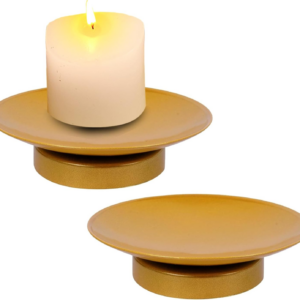 Plate Holders Set of 2 Gold Pillar Candle Holder Metal Candle Holder Modern Candle Holders for Pillar Candles Living Room Table Centerpiece Iron Candle Stand for Valentines Decorations