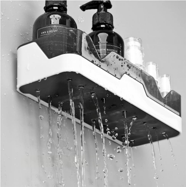 Set of 2 Bathroom Shelves, No Drilling Shower Shelf, Wall Mounted Shower Baskets, Adhesive Shower Storage Rack for Bathroom/Kitchen - Image 5