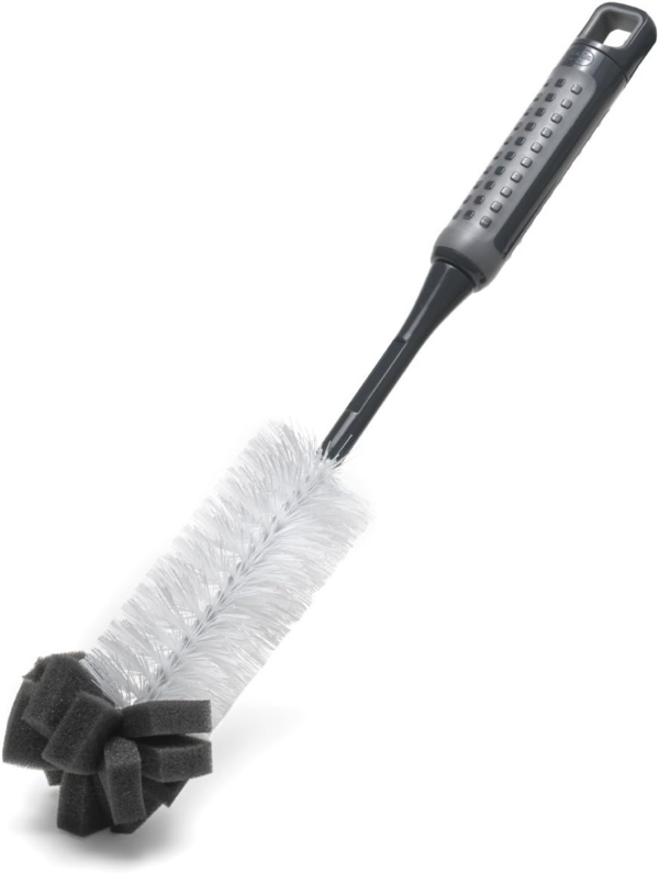 ComfiGrip Long Handled Bottle Brush with Sponge Scrub, Metallic Graphite, 8 x 8 x 35 cm