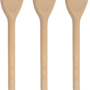 12 Inch Long Wooden Spoons for Cooking - Oval Wood Mixing Spoons for Baking, Cooking, Stirring - Sauce Spoons Made of Natural Beechwood - Set of 3