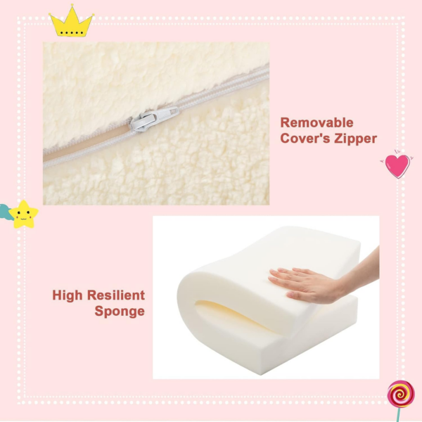 Kids Sofa Bed 2-in-1 Flip Out Cuddly Sherpa Toddler Couch Convertible Sofa to Lounger Children Sofa Bed Children's Day and Birthday Gift for Girls Boys, White - Image 4