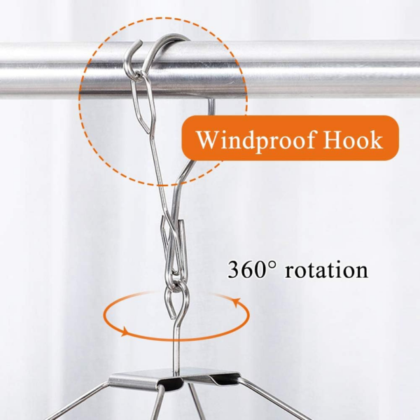 Stainless Steel Clips Socks Drying Rack With 30 Clips,Durable Windproof Foldable Rectangular Laundry Airer Hanger - Image 5