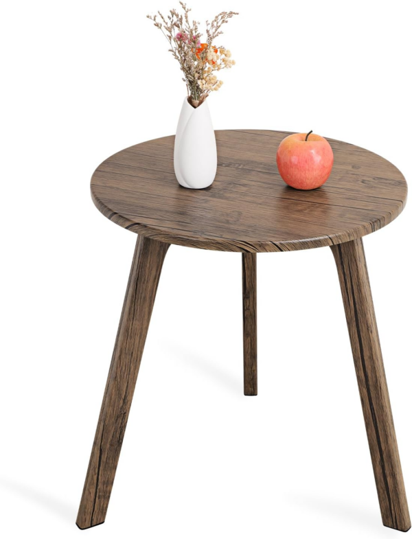 Wooden Round Side Table, 3 Legged Wood End Table for Living Room, Coffee Table Small Elegant Round End Table Walnut - Image 6
