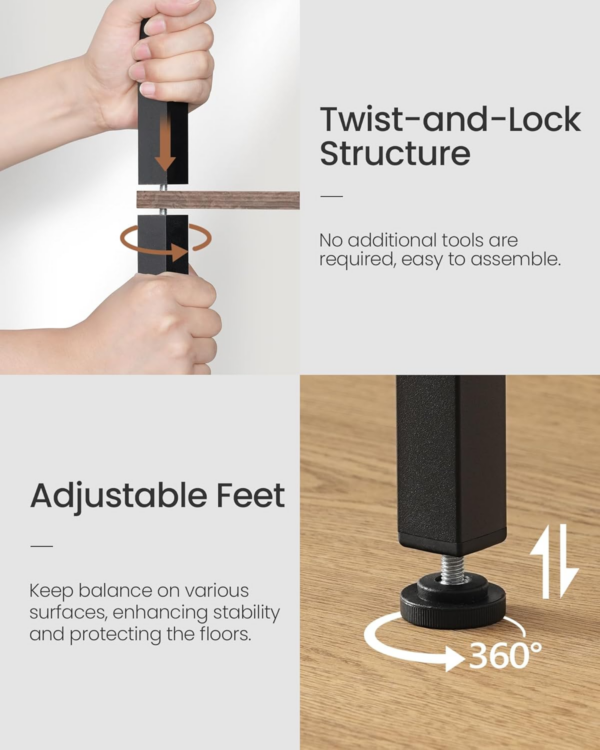 Side Table, End Table with Charging Station, Narrow Side Table for Small Spaces, Skinny Bedside Table, Slim Nightstand with Drawer, for Bedroom, Living Room, Greige and Black - Image 2