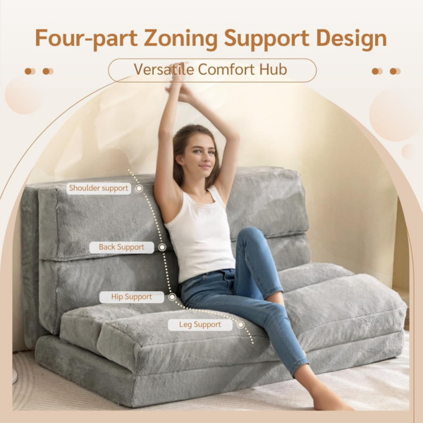 Bean Bag Bed Folding Sofa Bed Floor Mattress for Adults - Image 2
