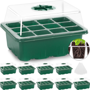 Seed Trays, 10 Pack 120 Cells Seed Trays for Seedlings Reusable Seed Trays with Lids Propagator Tray Growing Starter Tray