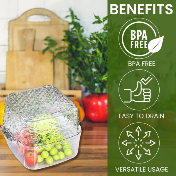 Bowl Set | 2-in-1 Colanders Strainers Kitchen Set with Lid - Fruit Vegetable Washing Food Strainers - Image 3