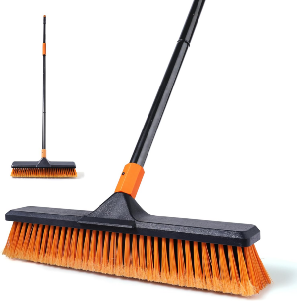 Garden Broom, Yard Brush Heavy Duty Outdoor 2-1,166cm, suitable for Schools, Factories, Gardens, Broom Outdoor,Sweeping Brush(Orange black)