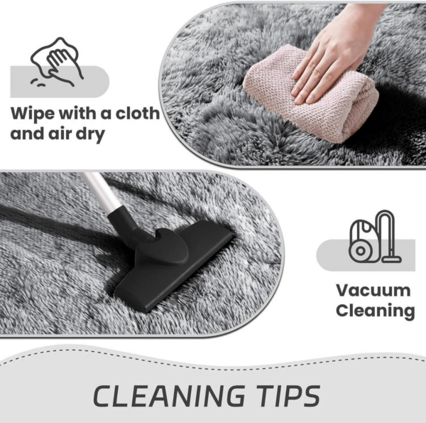 Rugs Living Room – Grey Area Rugs for Bedroom Non Slip – Fluffy Shaggy Rug Super Soft Small Thick Pile Non-Shedding Plush Carpet for Lounge, 60cm x 110cm - Image 4