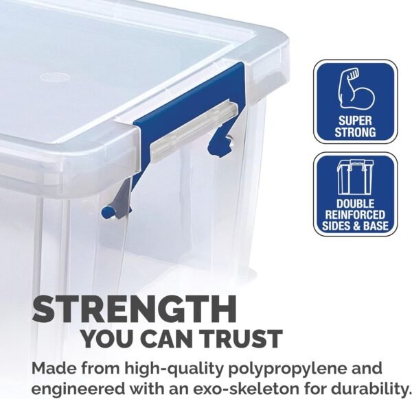 BOX 10L Plastic Storage Boxes with Lids. ProStore Super Strong Plastic Storage Boxes (14 x 34 x 21.5cm), - Image 6
