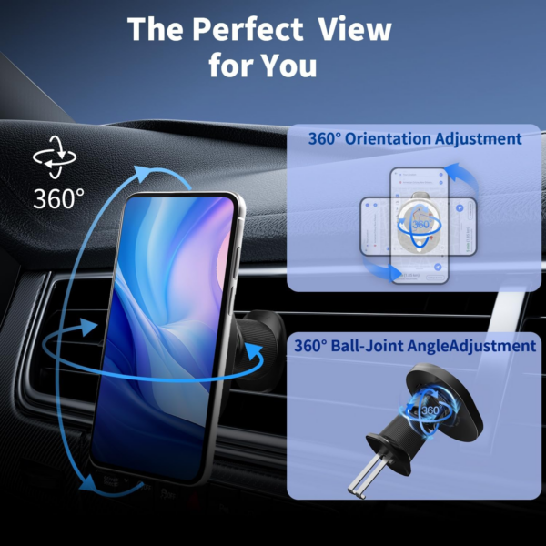 Mag-safe Car Charger Mount,15W Fast Charging,20xN55 Magnets,Car Phone Holder Wireless Charger Wireless Car Charger Magnetic Phone Holder for iPhone 16/15/14/13/12/Pro/Plus/Max Samsung Galaxy S Series - Image 4