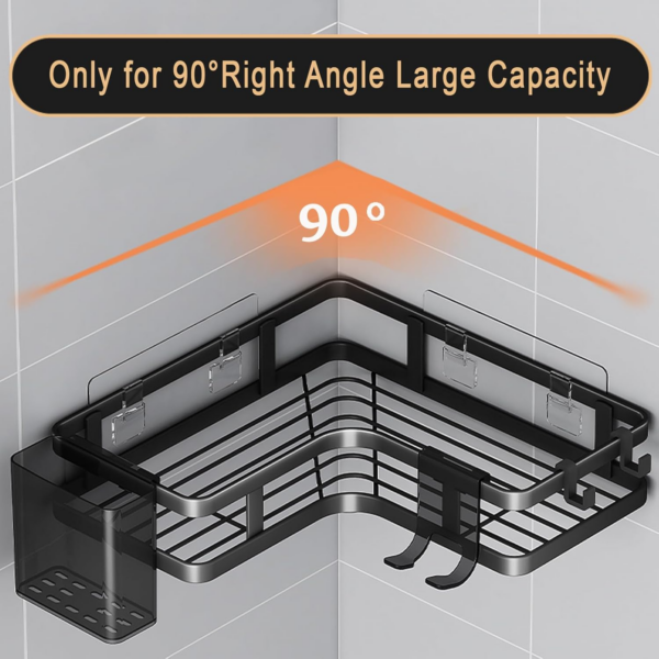 Shower Caddy Corner, Bathroom Storage Accessory 5 Pack, Bathroom No Drill Shelf with 4 Hooks, Shower Shelf Storage, Shower Corner Shelves, Shower Bathroom Shelves for Bathroom. - Image 3