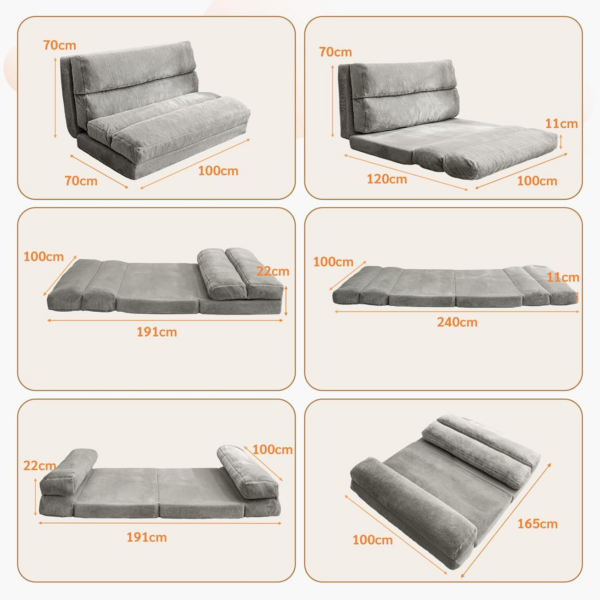 Bean Bag Bed Folding Sofa Bed Floor Mattress for Adults - Image 6