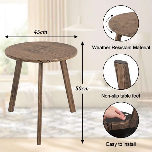 Wooden Round Side Table, 3 Legged Wood End Table for Living Room, Coffee Table Small Elegant Round End Table Walnut - Image 4