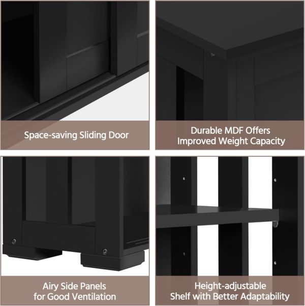 Sideboard Buffet Cabinet Black Stackable Kitchen Storage Cabinet with Sliding Door & Adjustable Shelf - Image 7