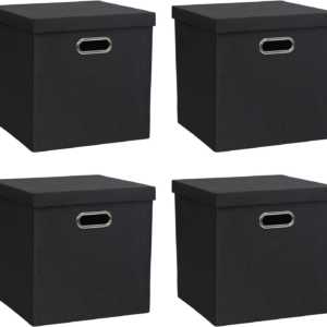 Storage Bins with Lids, Collapsible Linen Fabric Boxes Organizer Containers with Lid Foldable Storage Box Basket